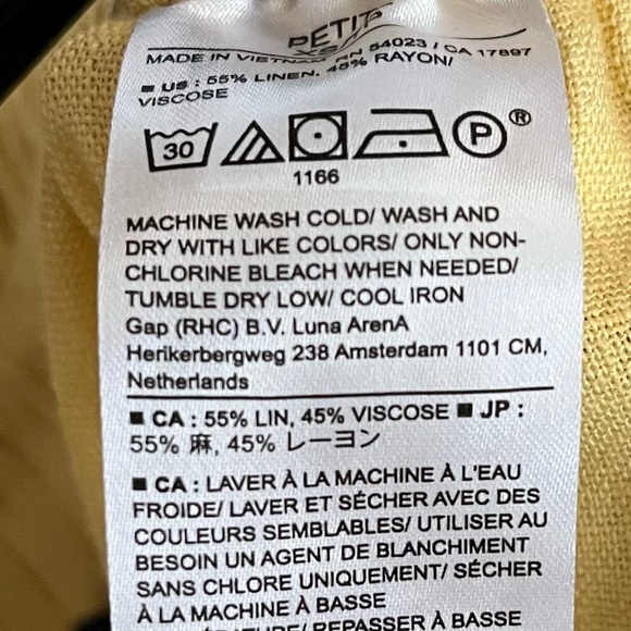 NWT Banana Republic Factory Yellow Wide Leg Crop Linen Blend Pants XS Petite - Picture 7 of 11